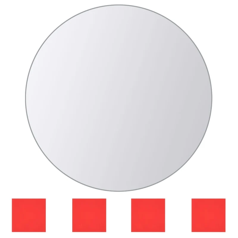 Set de 16 carreaux de miroir rond verre avec bandes adhésives DEC022836
