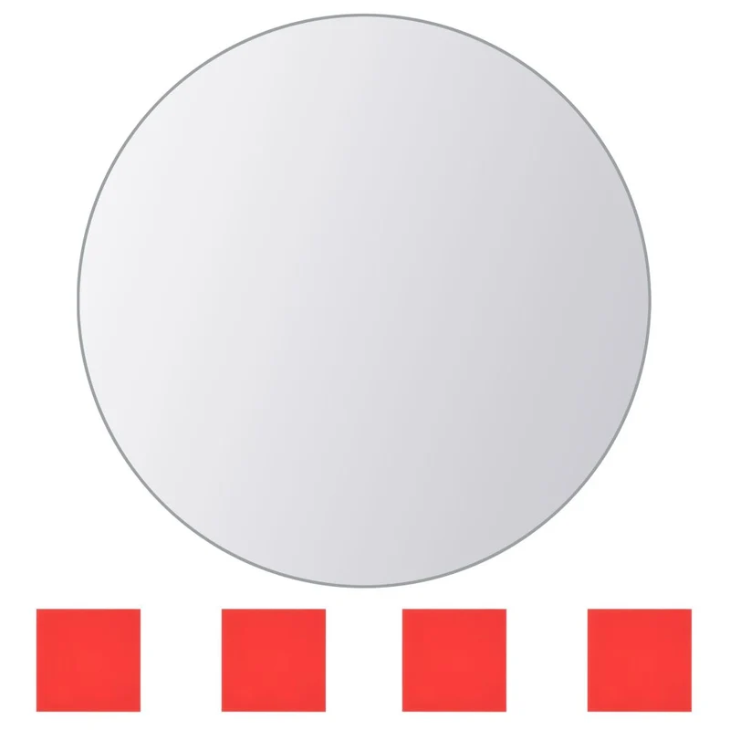 Set de 8 carreaux de miroir rond Verre avec bandes adhésives DEC022668