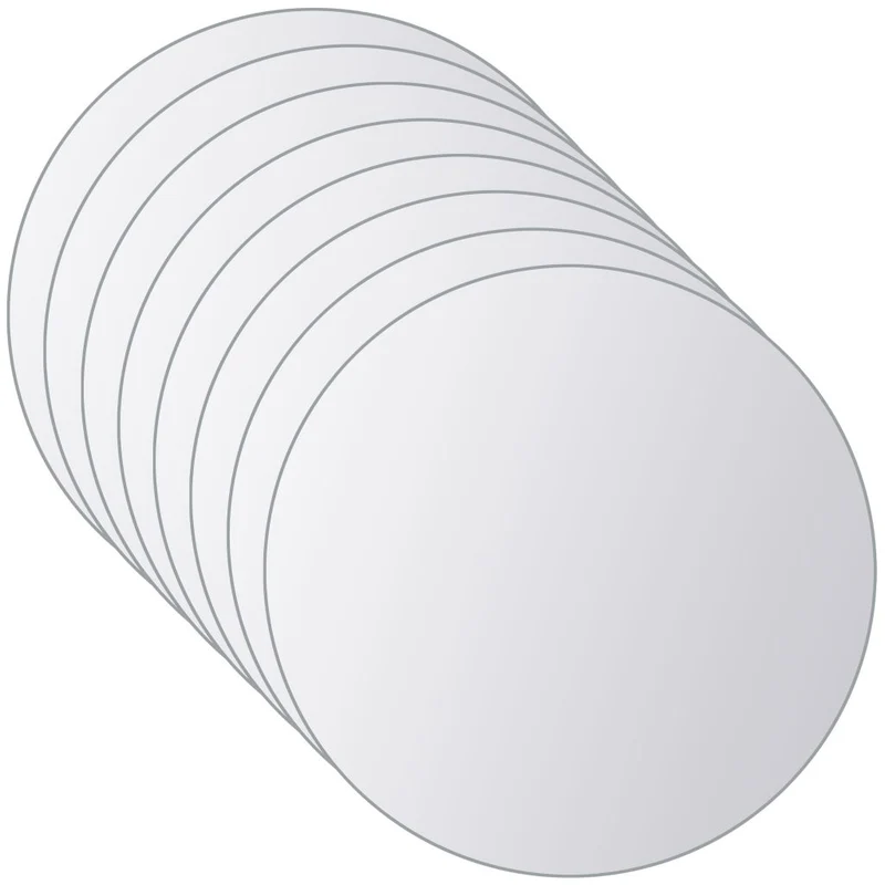 Set de 8 carreaux de miroir rond Verre avec bandes adhésives DEC022668