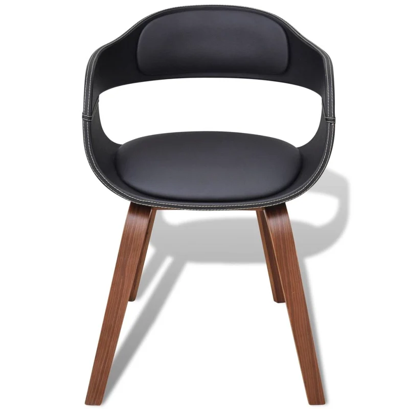Lot de 6 chaises de salle à manger cuisine design contemporain bois courbé et synthétique noir CDS022660