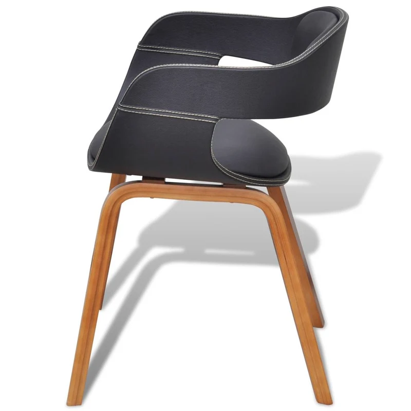 Lot de 6 chaises de salle à manger cuisine design contemporain bois courbé et synthétique noir CDS022660
