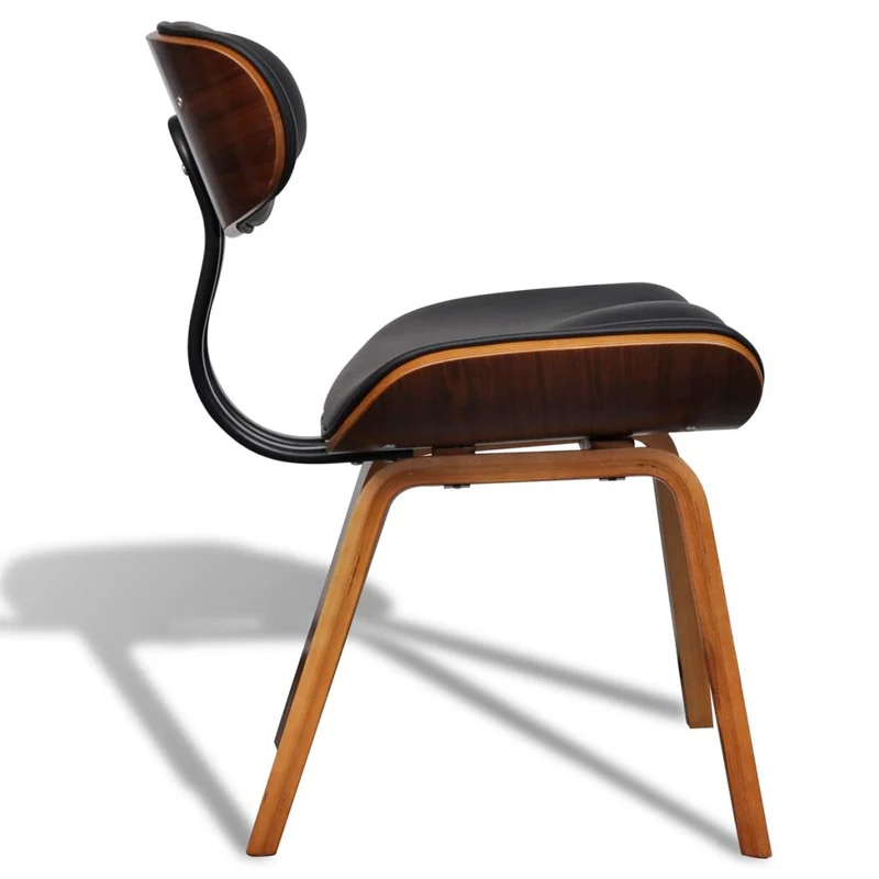 Lot de 4 chaises de salle à manger cuisine design moderne bois courbé et synthétique noir CDS021324