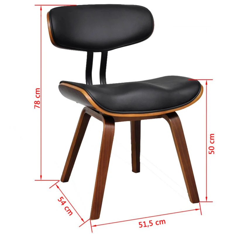 Lot de 4 chaises de salle à manger cuisine design moderne bois courbé et synthétique noir CDS021324