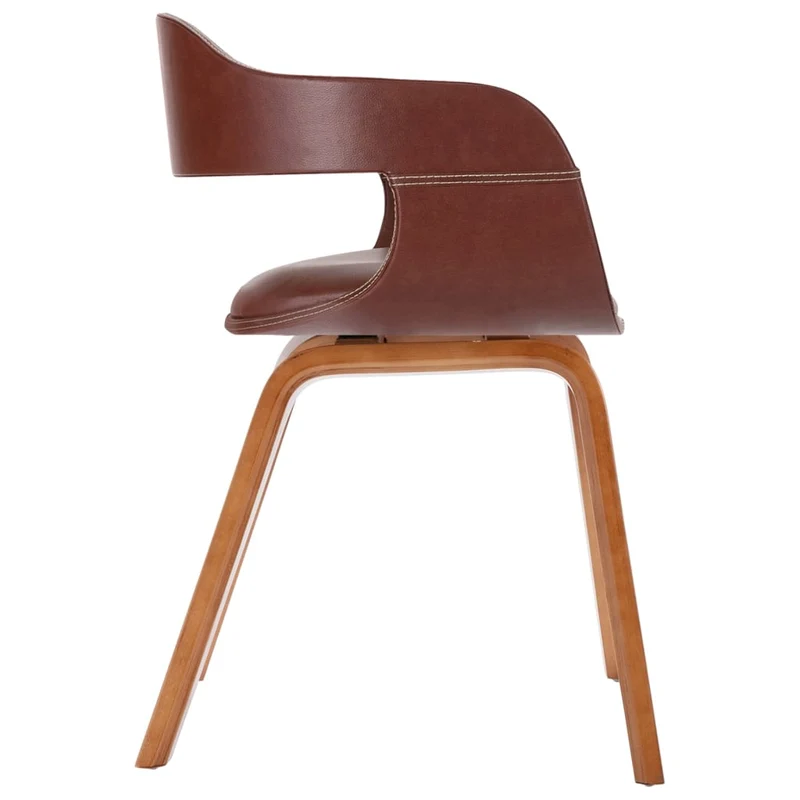 Chaise de salle à manger design moderne bois courbé et synthétique marron CDS020049