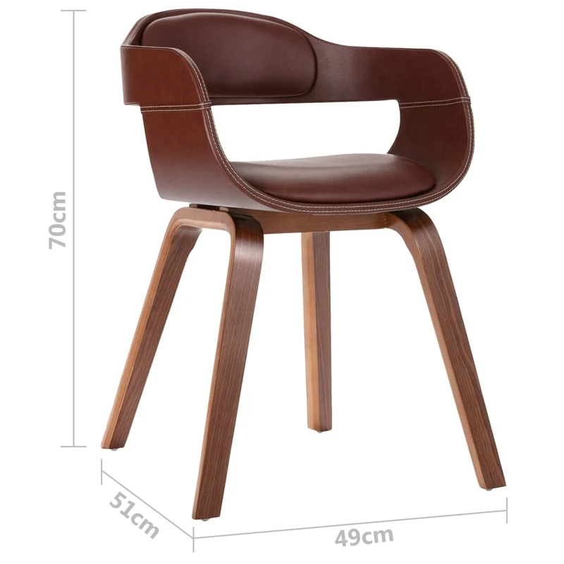 Chaise de salle à manger design moderne bois courbé et synthétique marron CDS020049