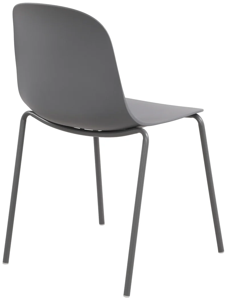 Lot de 2 chaises de jardin en plastique gris foncé et cadre robuste à quatre pieds en acier 10_0007327