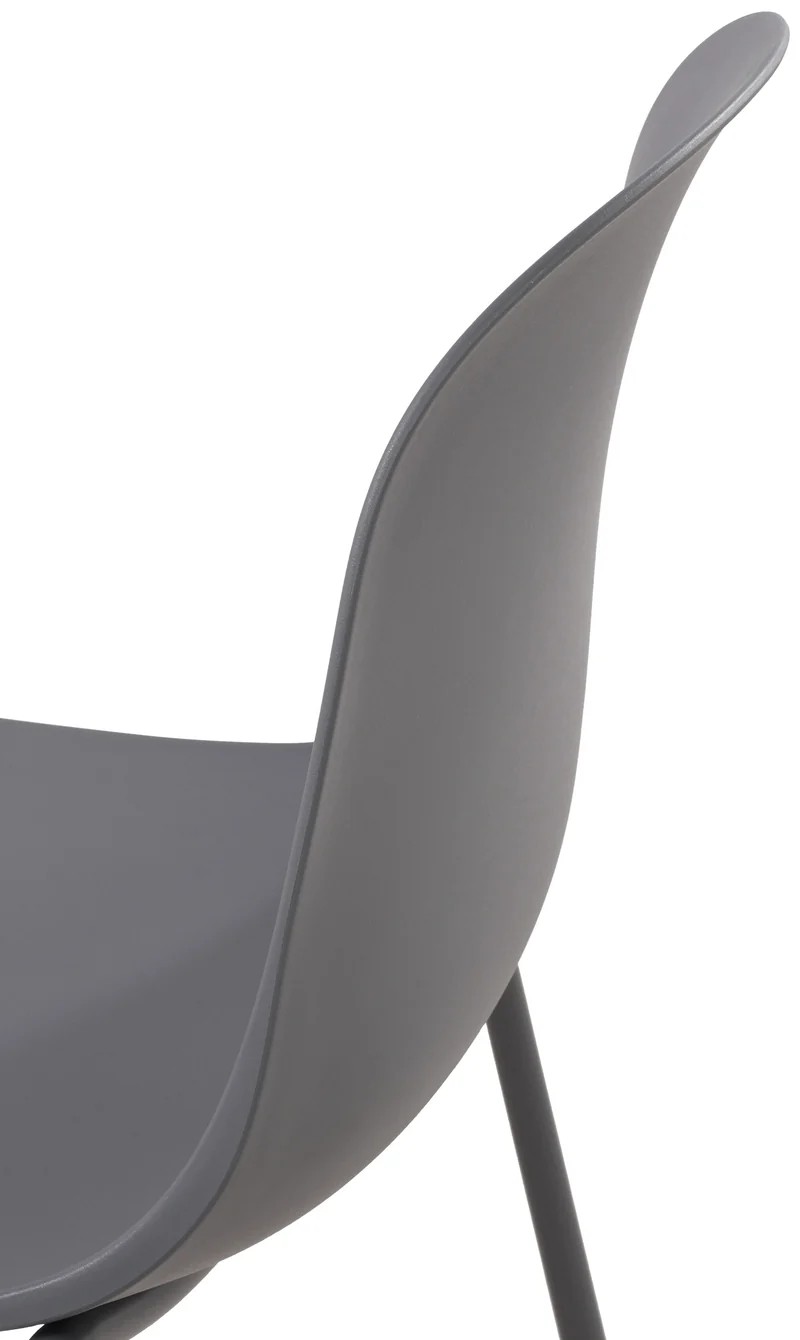 Lot de 2 chaises de jardin en plastique gris foncé et cadre robuste à quatre pieds en acier 10_0007327