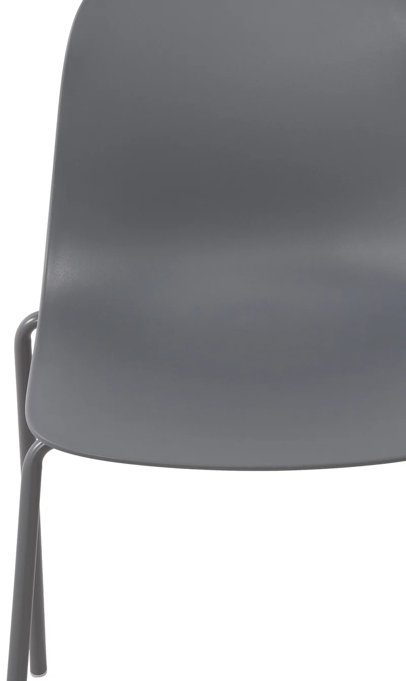 Lot de 2 chaises de jardin en plastique gris foncé et cadre robuste à quatre pieds en acier 10_0007327