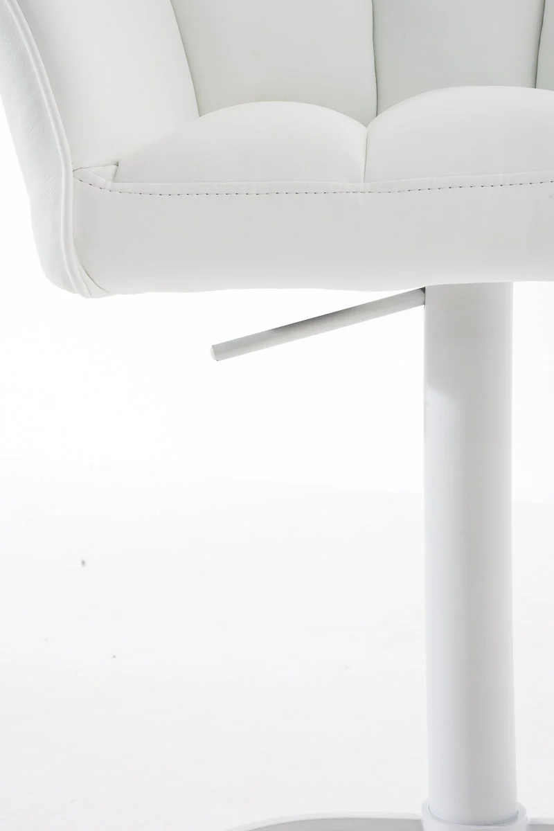 Tabouret de bar x1 réglable en similicuir blanc assise enveloppante capitonnée avec base carrée en métal blanc 10_0006325