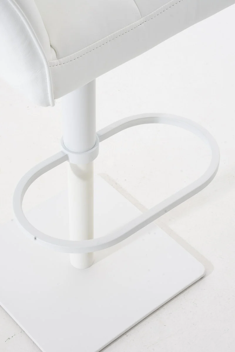 Tabouret de bar x1 réglable en similicuir blanc assise enveloppante capitonnée avec base carrée en métal blanc 10_0006325
