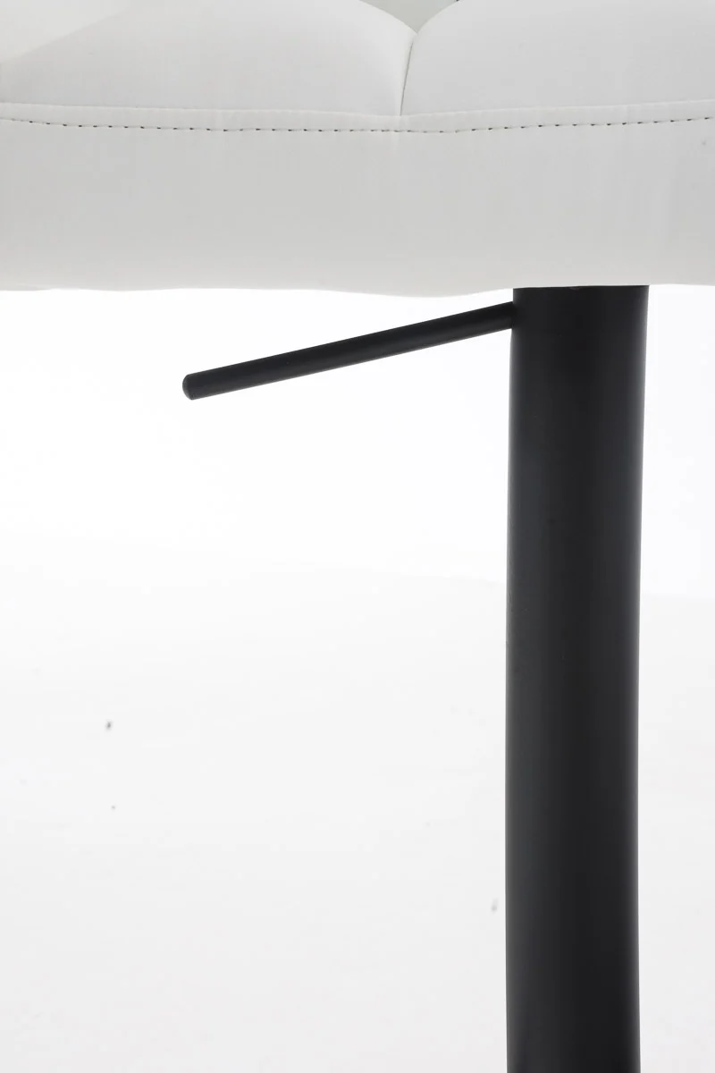 Tabouret de bar x1 réglable en similicuir blanc assise enveloppante capitonnée avec base carrée en métal noir 10_0006323