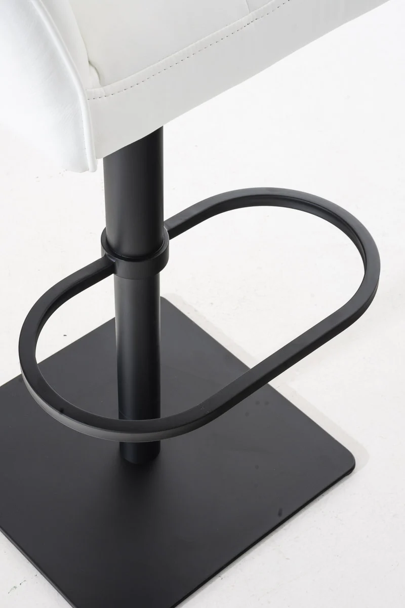 Tabouret de bar x1 réglable en similicuir blanc assise enveloppante capitonnée avec base carrée en métal noir 10_0006323