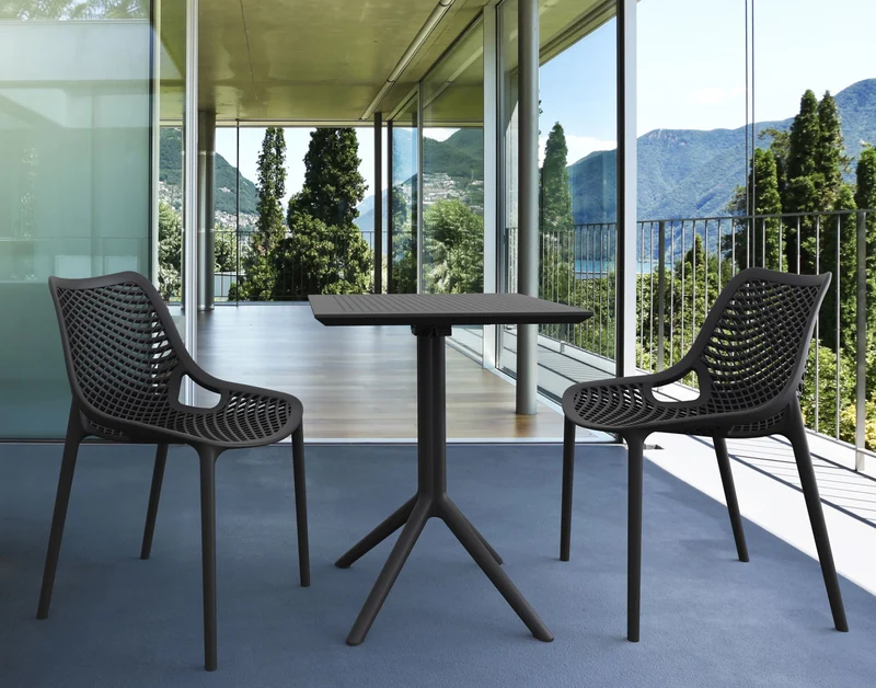 Table pliante résistante compacte et élégante carrée 60 cm Plastique noir 10_0002953