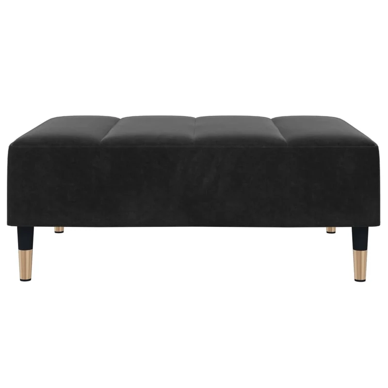 Repose-pieds tabouret bout de lit 77 x 55 x 31 cm velours noir DEC030523
