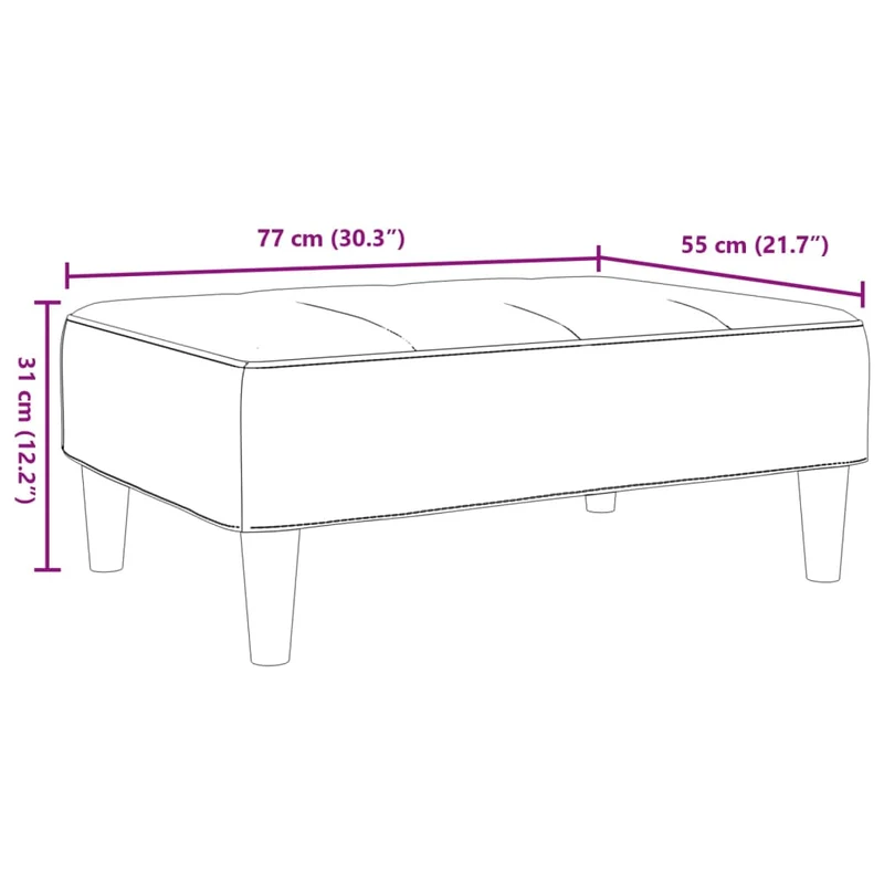 Repose-pieds tabouret bout de lit 77 x 55 x 31 cm velours gris DEC030337