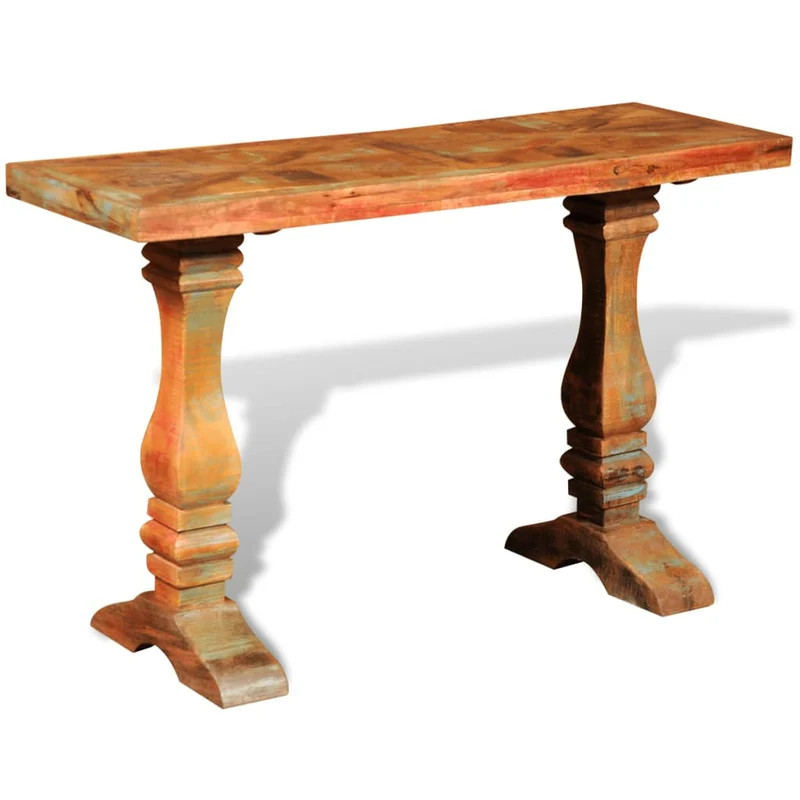 Table console d'entrée fonctionnel et stylé en bois de récupération massif coloré DEC031740