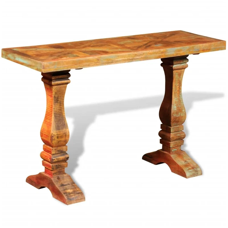 Table console d'entrée fonctionnel et stylé en bois de récupération massif coloré DEC031740