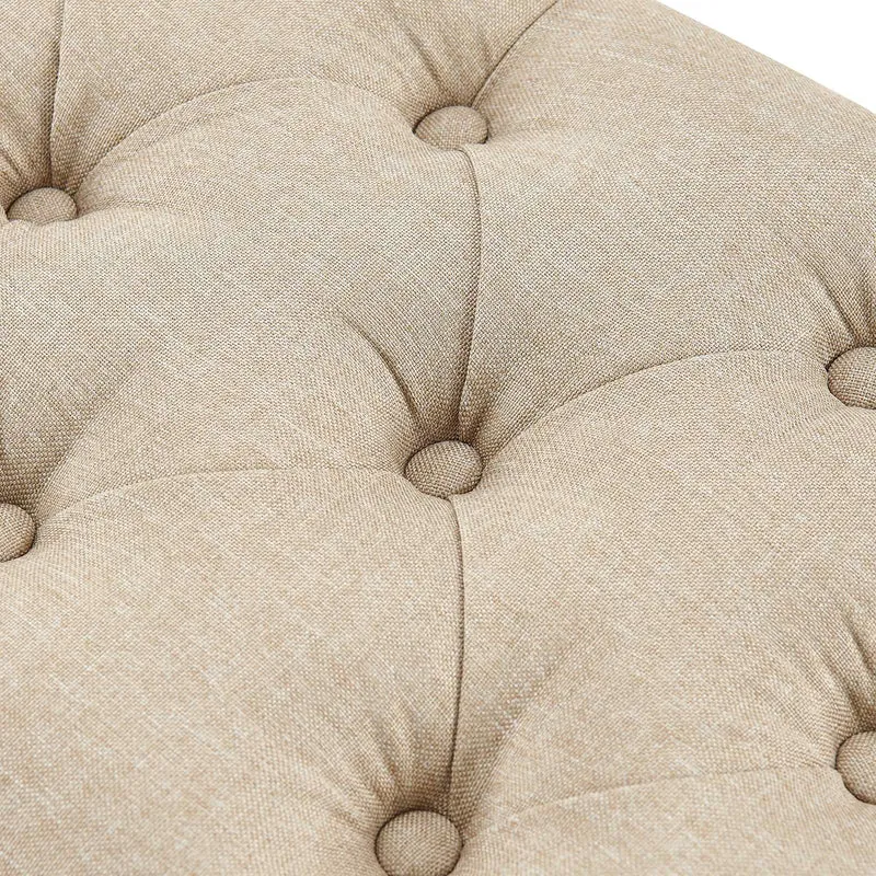 Banc capitonné rembourré 120 cm tissu taupe avec structure en métal noir design contemporain 10_0008605