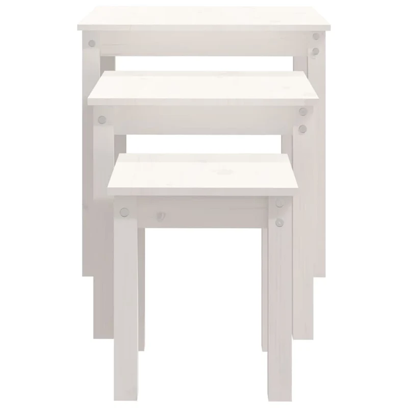 Lot de 3 tables d'appoint gigognes en bois de pin blanc DEC032697