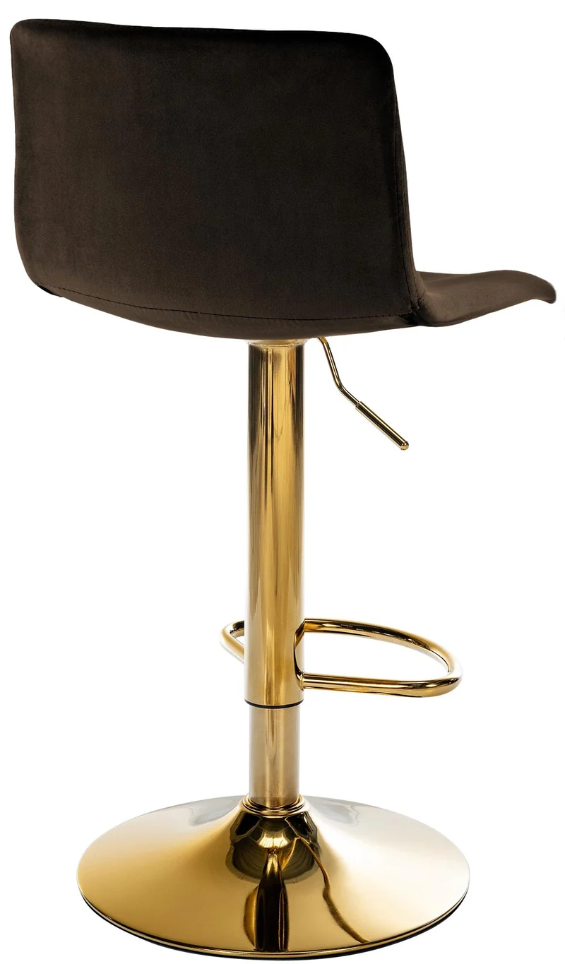 Tabouret de bar x1 réglable en hauteur en velours marron avec dossier repose-pieds et rotation 360° 10_0006272