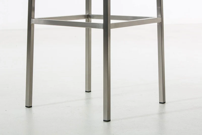 Tabouret de bar x1 avec repose-pieds assises carrées hauteur 80 cm en tissu gris et acier inoxydable 10_0005739
