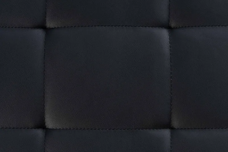 Lot de 2 tabourets bas repose-pieds poufs forme carrée en PVC noir et acier inoxydable 10_0004469