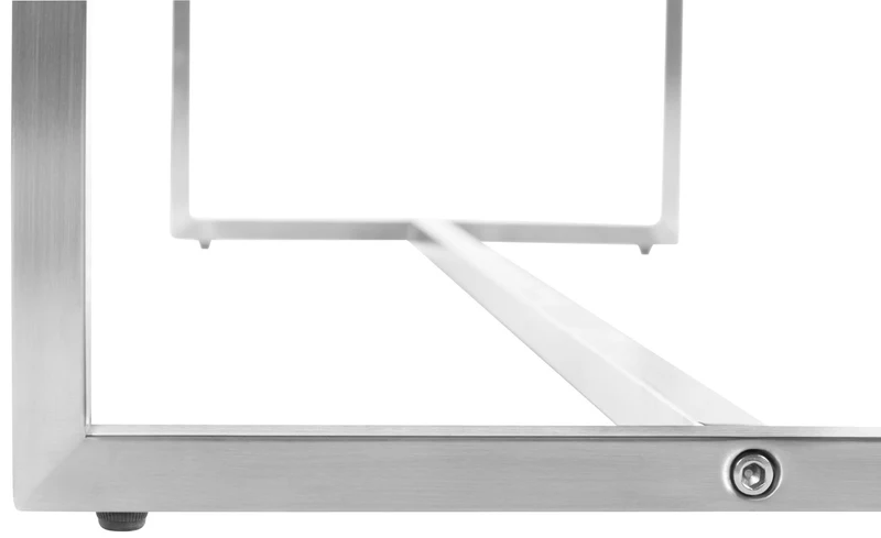 Banc tabouret assise capitonné en synthétique blanc cadre en acier inoxydable 100x40 cm 10_0000917