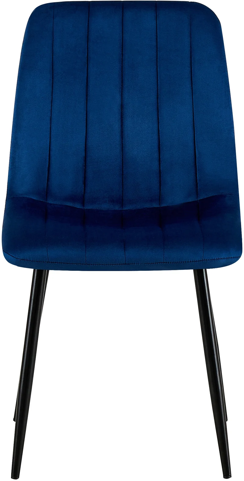 Lot de 4 chaises de salle à manger coutures décoratives verticales assise en tissu velours bleu pieds en métal noir 10_0001862
