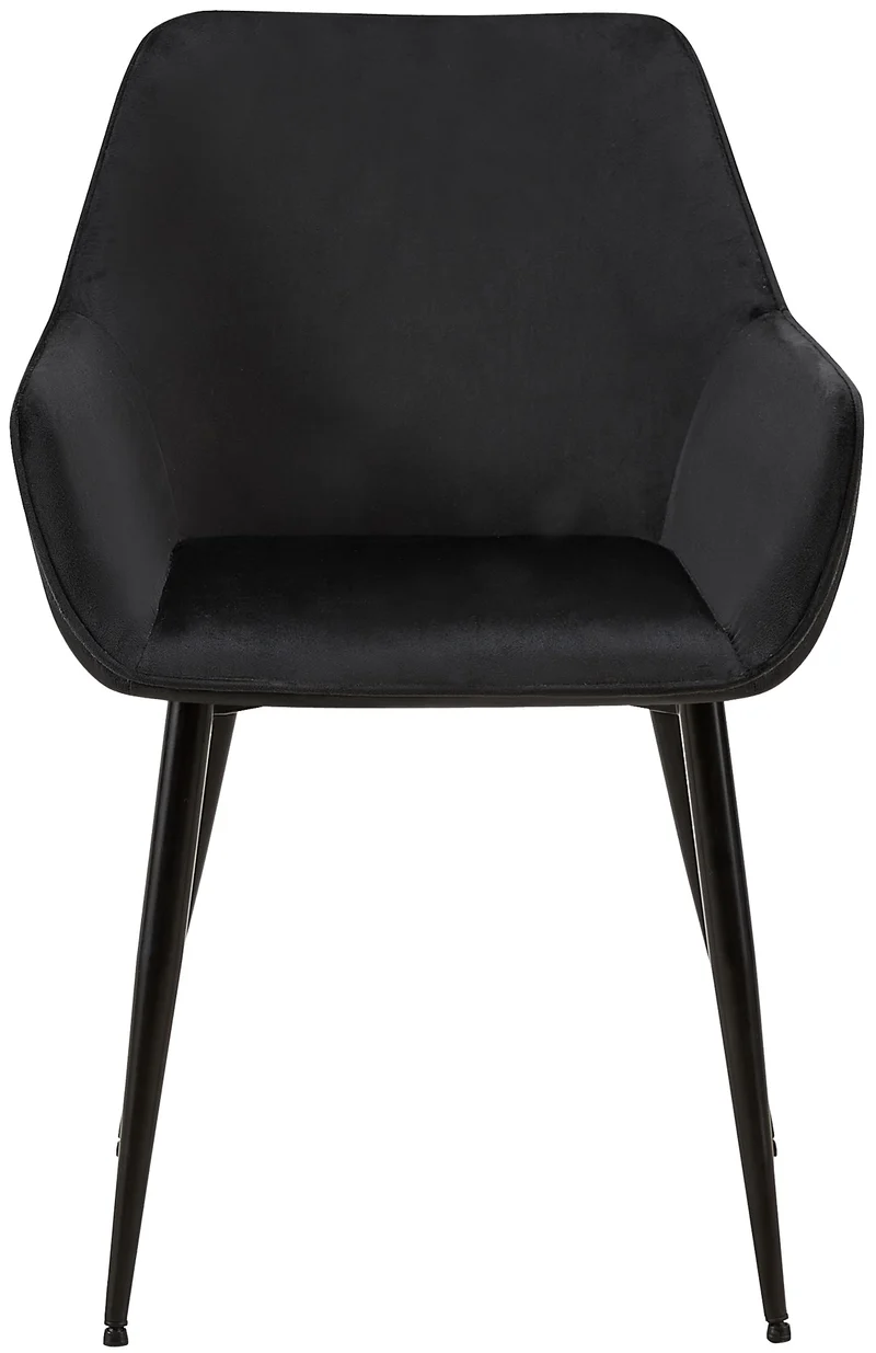 Chaise de salle à manger bureau salle d'attente x1 en velours noir et métal noir 10_0002147