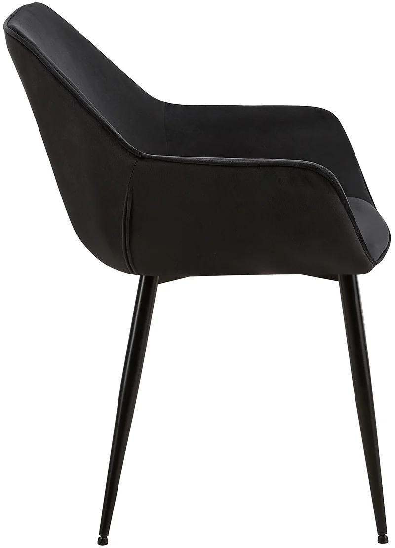 Chaise de salle à manger bureau salle d'attente x1 en velours noir et métal noir 10_0002147