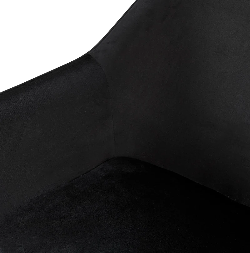 Chaise de salle à manger bureau salle d'attente x1 en velours noir et métal noir 10_0002147