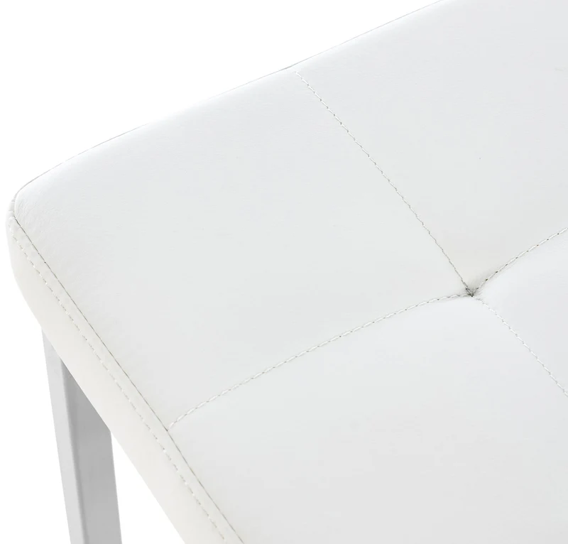 Lot de 2 tabourets bas repose-pieds poufs forme carrée en PVC blanc et acier inoxydable 10_0004468
