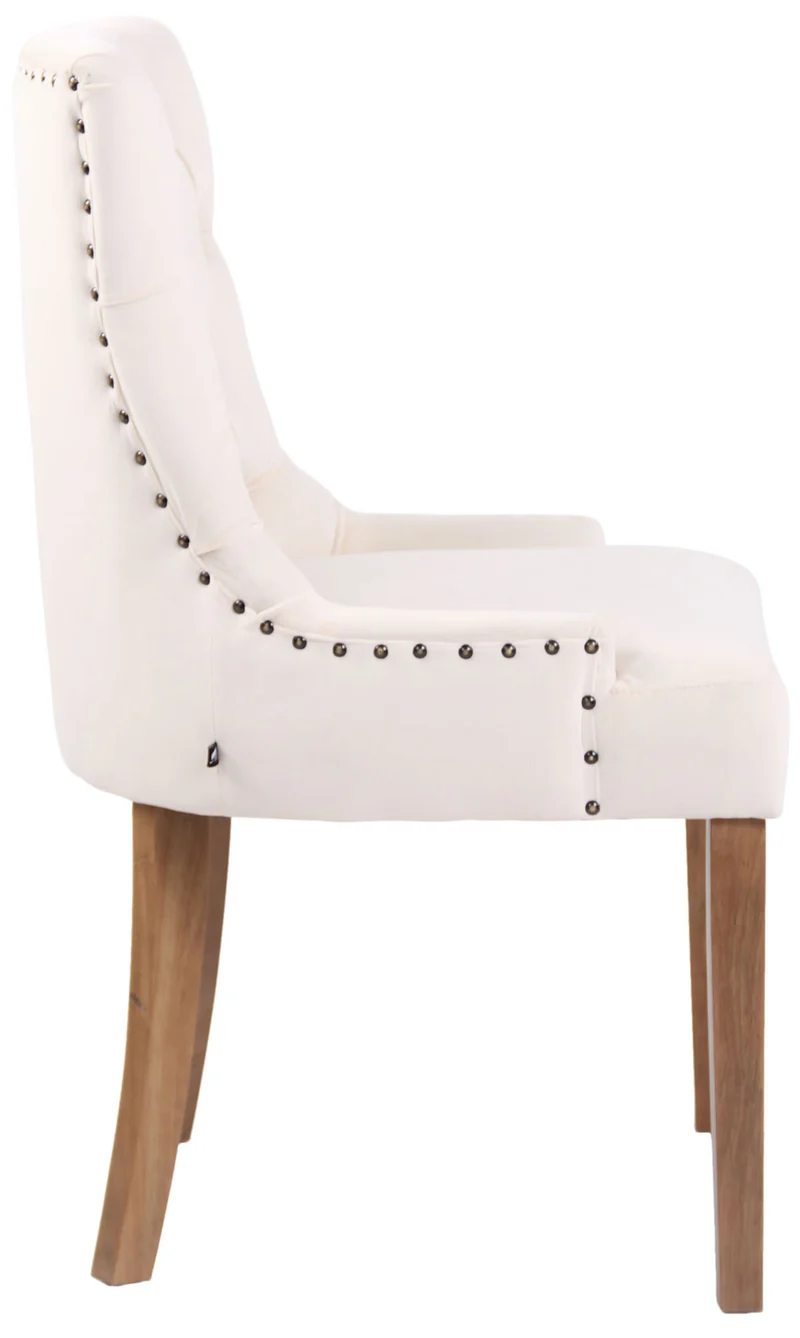 Ensemble de 4 chaises de salle à manger en velours crème coutures décoratives pieds en bois marron clair 10_0007740