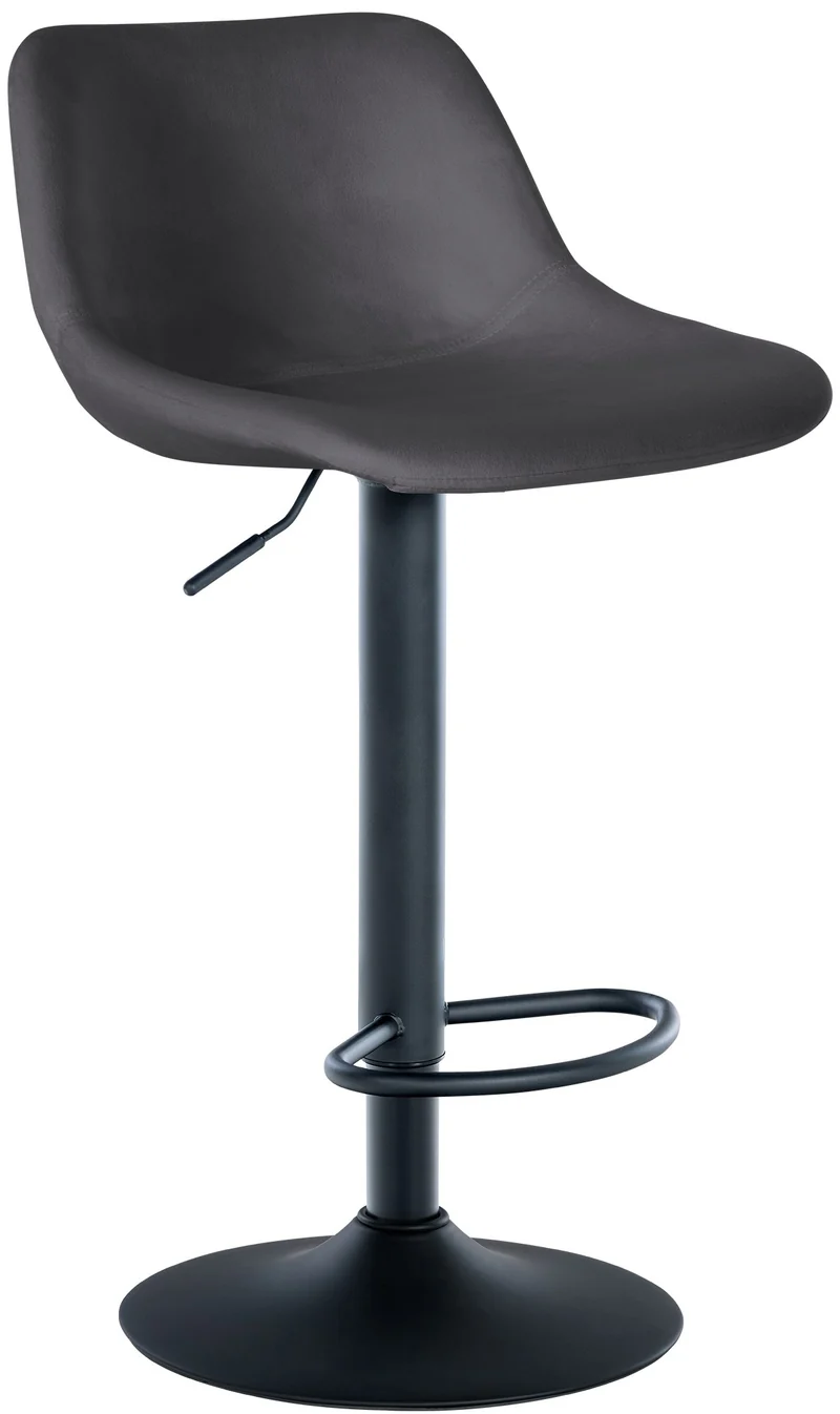 Tabouret de bar x1 rotation à 360°en velours gris foncé pieds en trompette métal noir 10_0006799