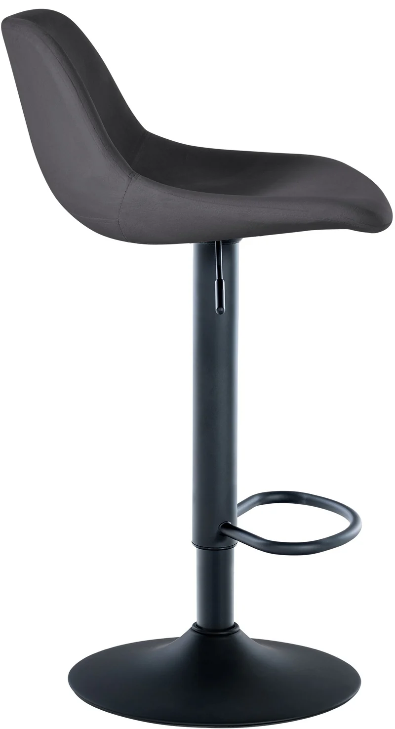 Tabouret de bar x1 rotation à 360°en velours gris foncé pieds en trompette métal noir 10_0006799