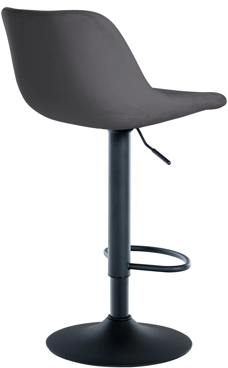 Tabouret de bar x1 rotation à 360°en velours gris foncé pieds en trompette métal noir 10_0006799