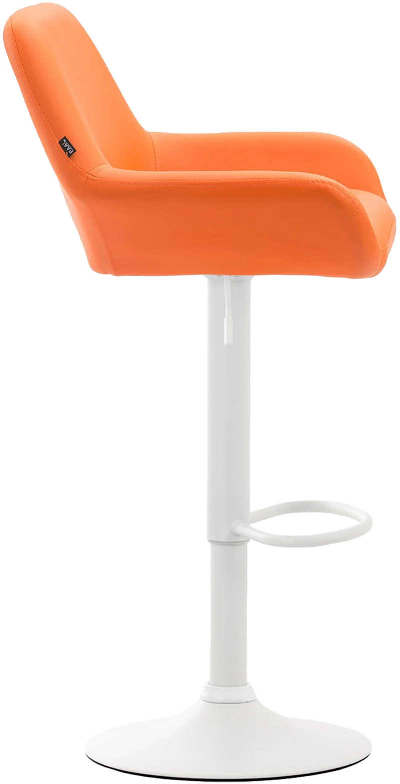 Lot de 2 tabourets de bar pivotant design moderne avec dossier et accoudoirs en PVC orange pied en métal blanc 10_0006742