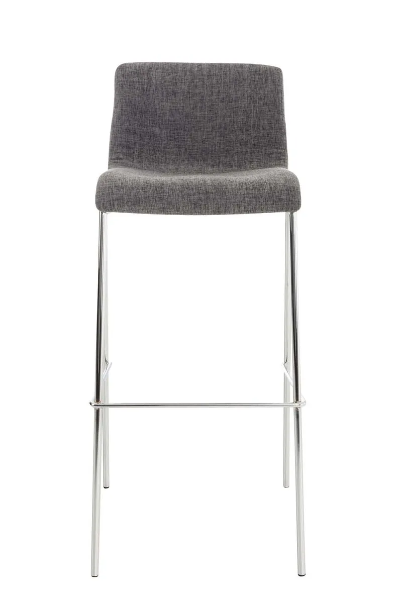 Tabouret de bar classique x1 avec repose-pieds et quatre pieds stable en métal assise en tissu gris clair 10_0004950