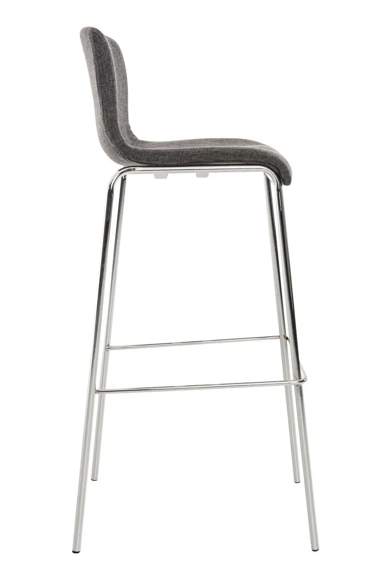 Tabouret de bar classique x1 avec repose-pieds et quatre pieds stable en métal assise en tissu gris clair 10_0004950
