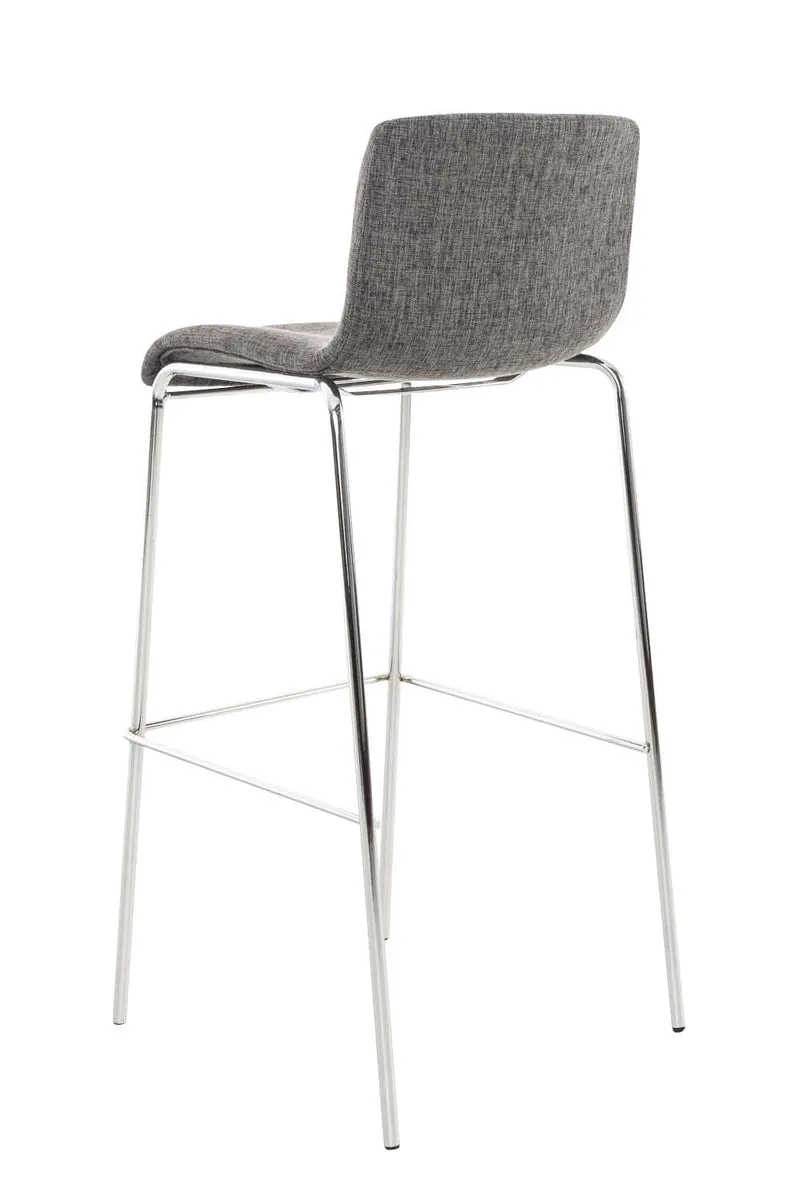 Tabouret de bar classique x1 avec repose-pieds et quatre pieds stable en métal assise en tissu gris clair 10_0004950