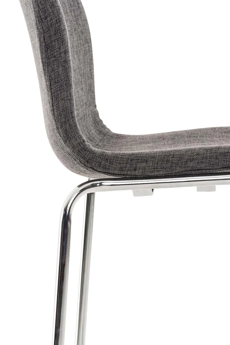 Tabouret de bar classique x1 avec repose-pieds et quatre pieds stable en métal assise en tissu gris clair 10_0004950