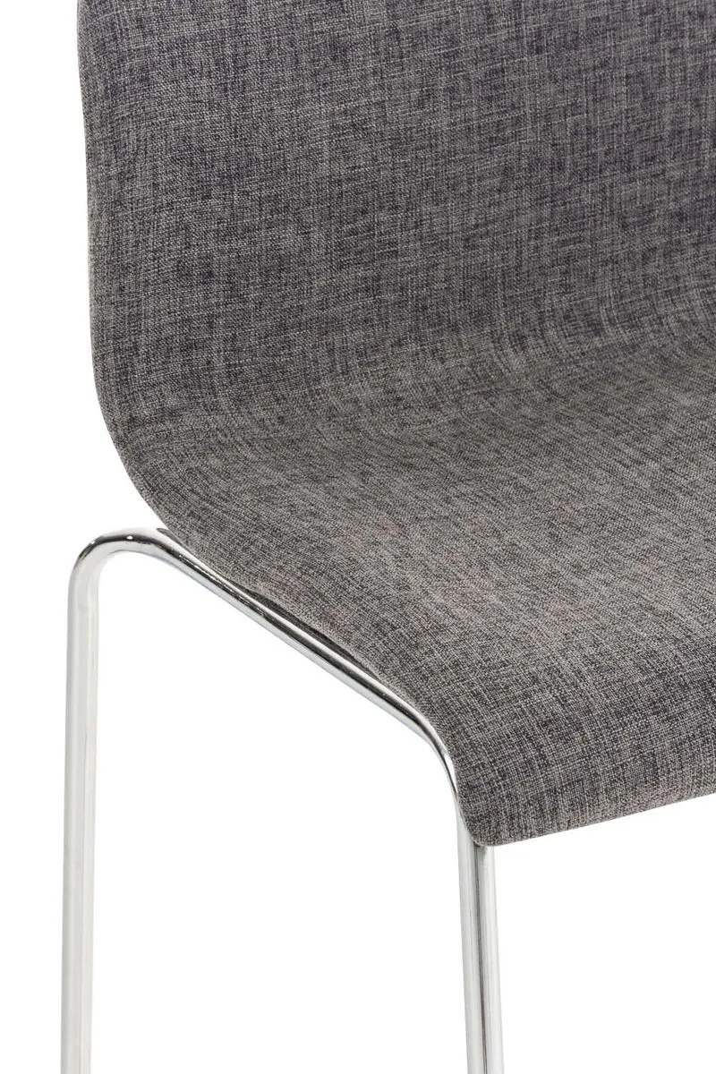 Tabouret de bar classique x1 avec repose-pieds et quatre pieds stable en métal assise en tissu gris clair 10_0004950