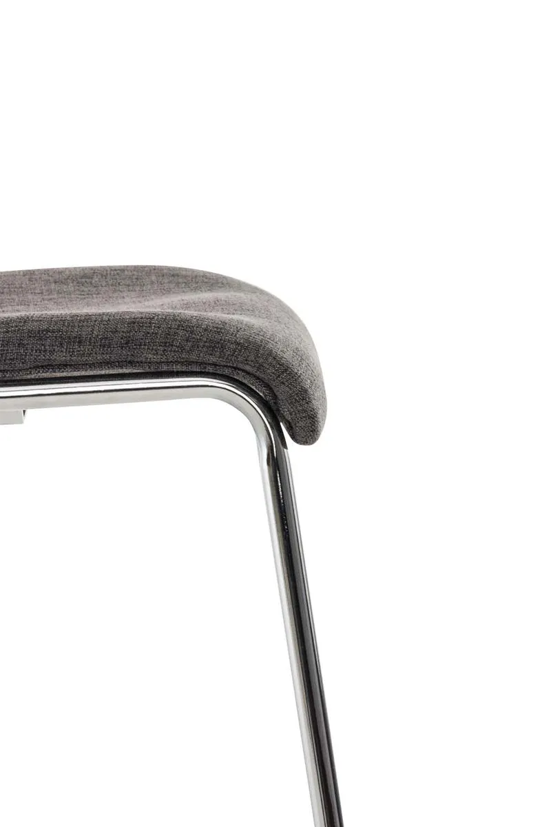 Tabouret de bar classique x1 avec repose-pieds et quatre pieds stable en métal assise en tissu gris clair 10_0004950