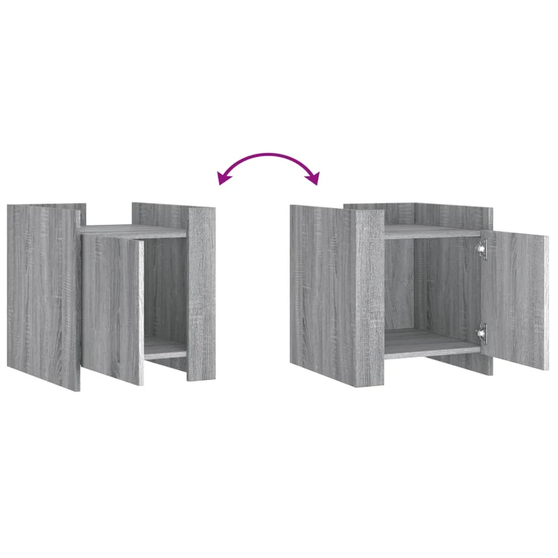 Table de chevet avec compartiment avec porte 45 x 50 x 50 cm bois d'ingénierie gris DEC034671