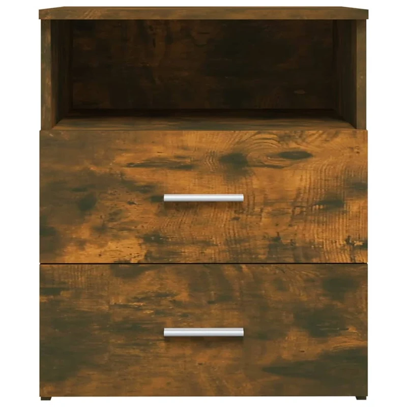 Table de chevet avec tiroirs et compartiment ouvert 50 x 32 x 60 cm bois d'ingénierie marron DEC033661