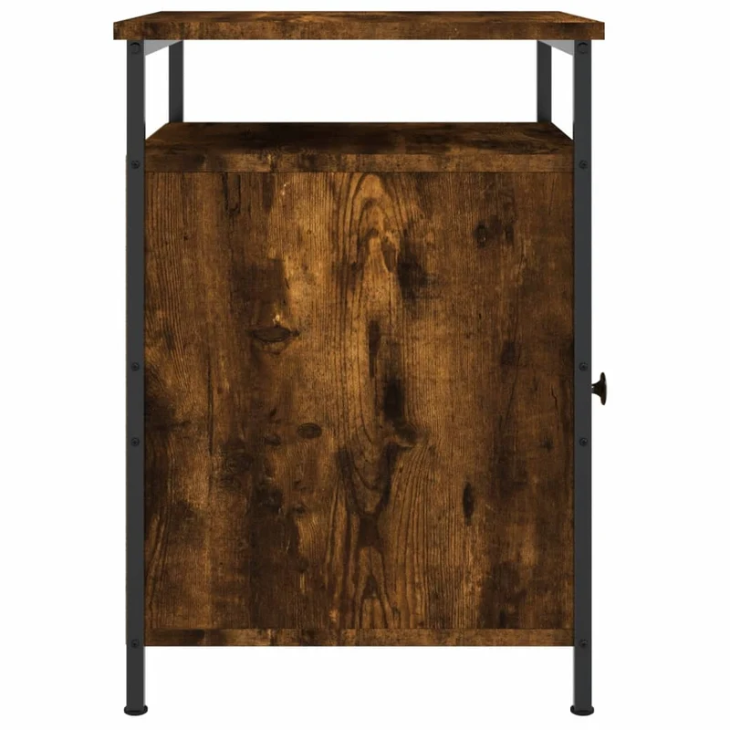 Table de chevet avec compartiment avec porte 40 x 42 x 60 cm bois d'ingénierie marron et fer DEC033644