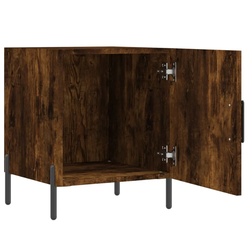 Table de chevet avec compartiment avec porte 40 x 40 x 50 cm bois d'ingénierie marron et fer DEC033614