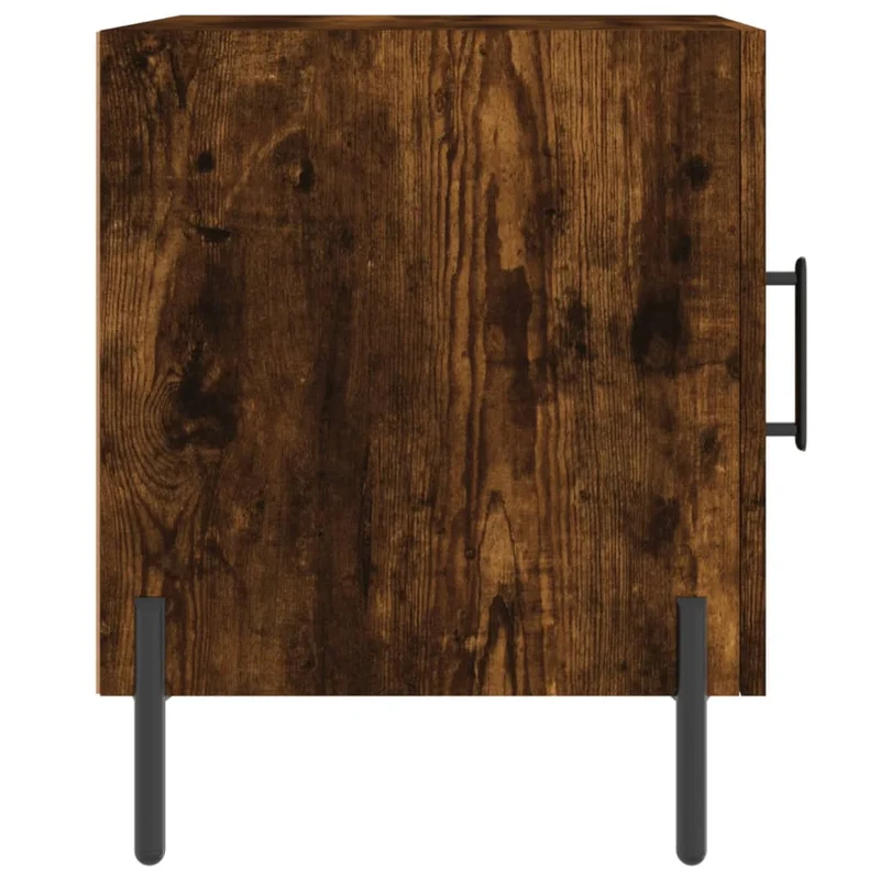 Table de chevet avec compartiment avec porte 40 x 40 x 50 cm bois d'ingénierie marron et fer DEC033614