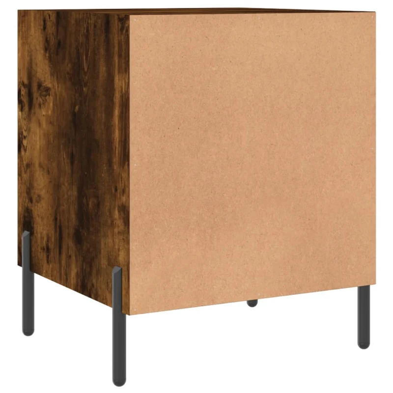 Table de chevet avec compartiment avec porte 40 x 40 x 50 cm bois d'ingénierie marron et fer DEC033614