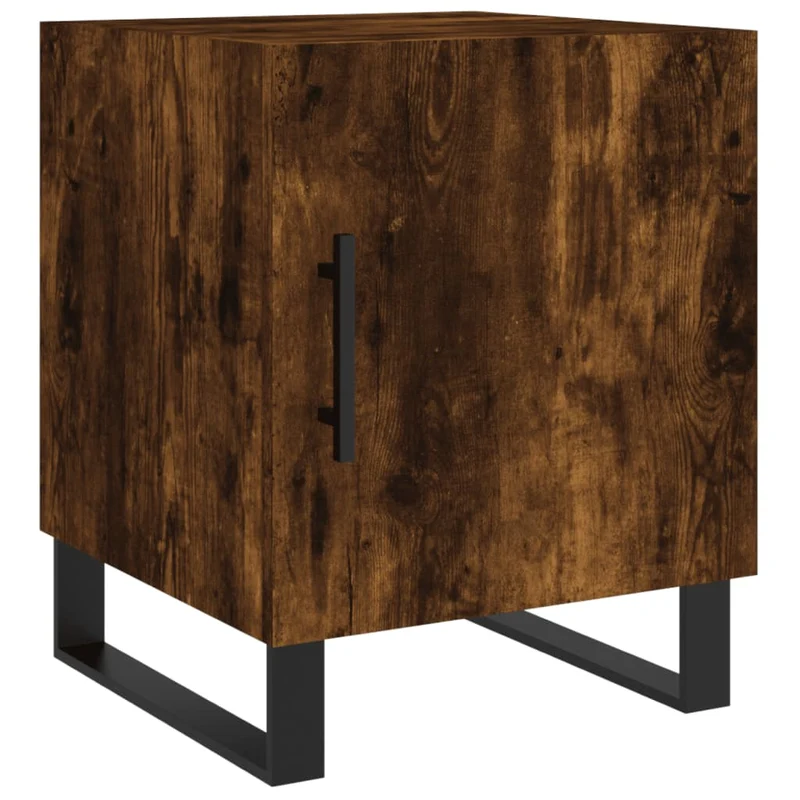 Lot de 2 tables de chevet avec compartiment avec porte 40 x 40 x 50 cm bois d'ingénierie marron et fer DEC035122